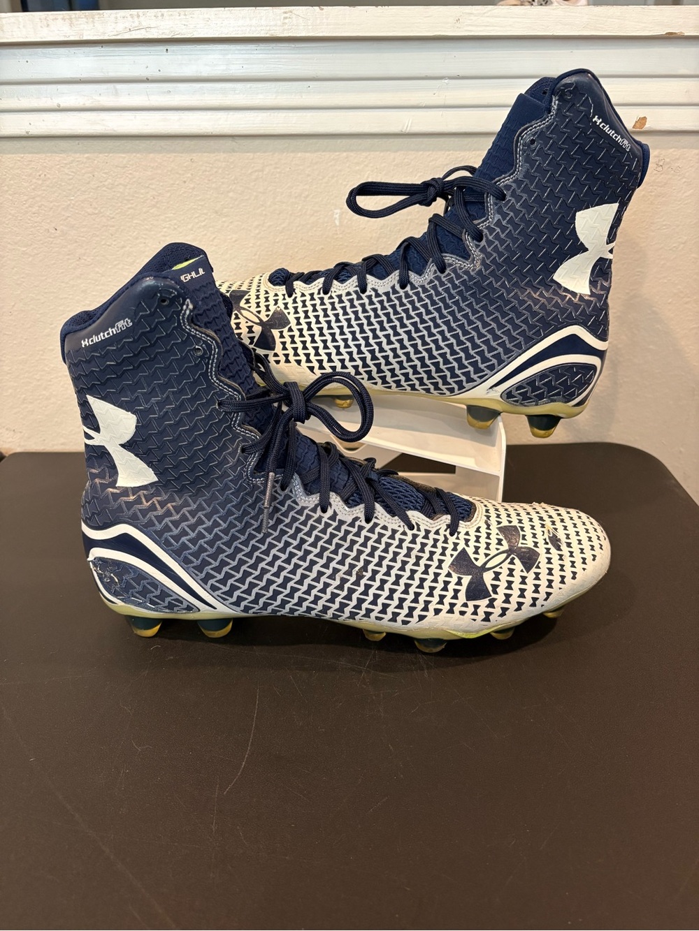 Under Armour Highlight Football Cleats Midnight Navy/White 1246123-411 Men Sz 13